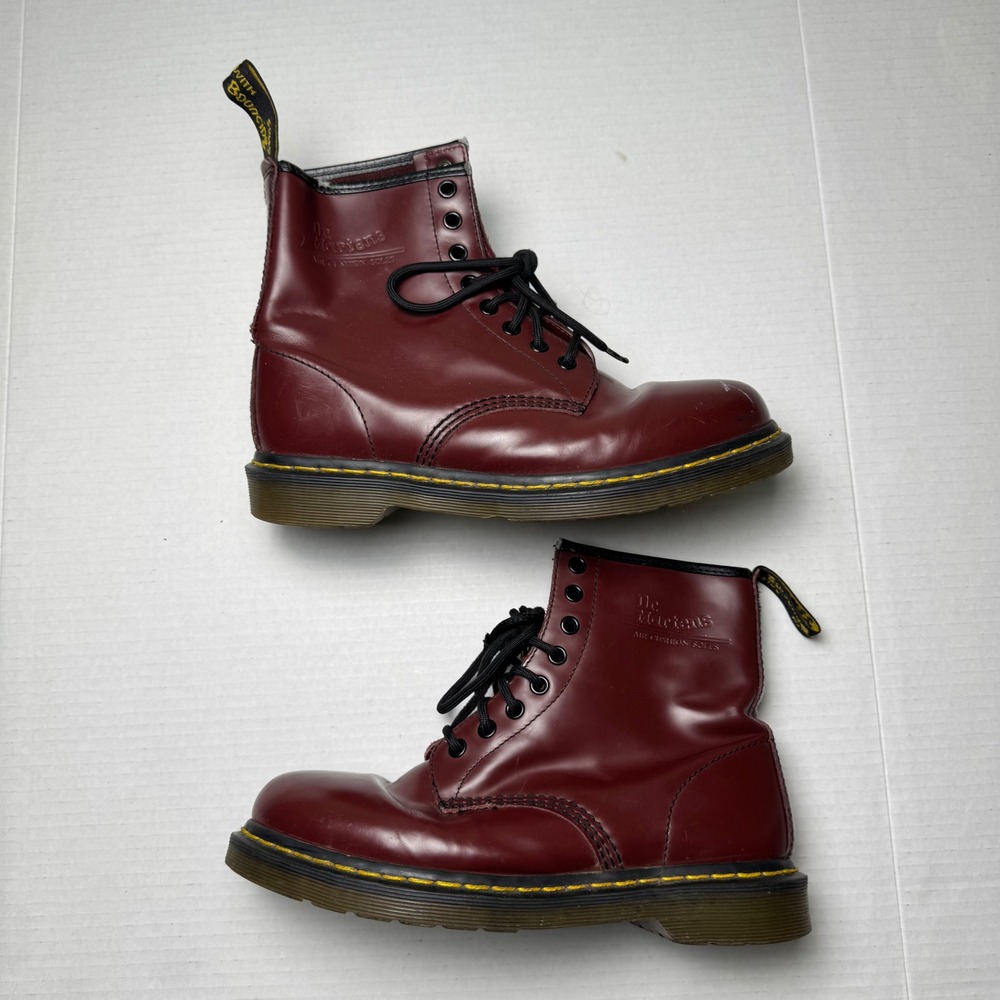 Dr. Martens 1460 8 Holes Boots Cherry Red Leather Unisex Mens 7 Women's 8